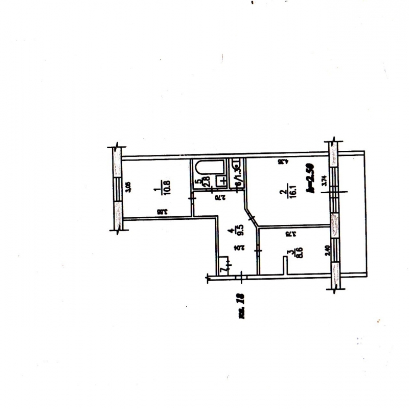 2-к квартира, 1/5 эт.
