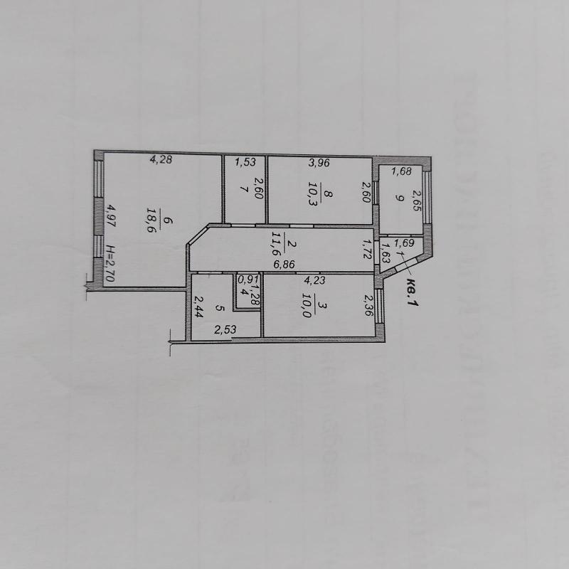 2-к квартира, 62 м2, 1/2 эт.