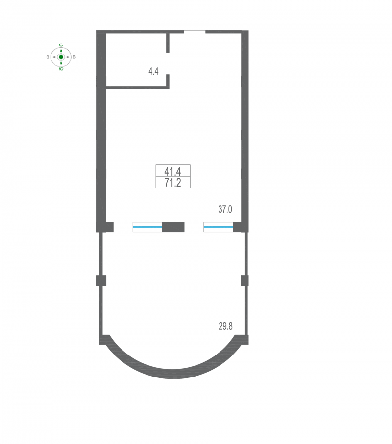 71 м2, 2/8 эт. Апартаменты Garden Palace