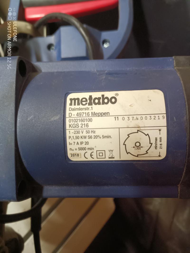 Пила торцевая реечная Metabo KGS216,5000оборотов.D-49616