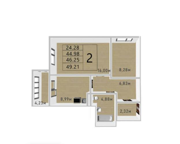 2-� ��������, 46 �2, 5/12 ��.