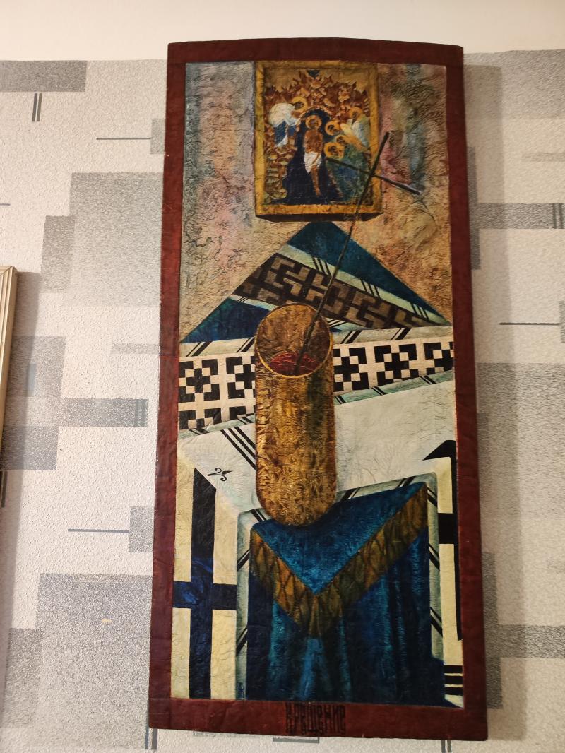 Александр Жиров, "Крещение", картина на доске, 1988,