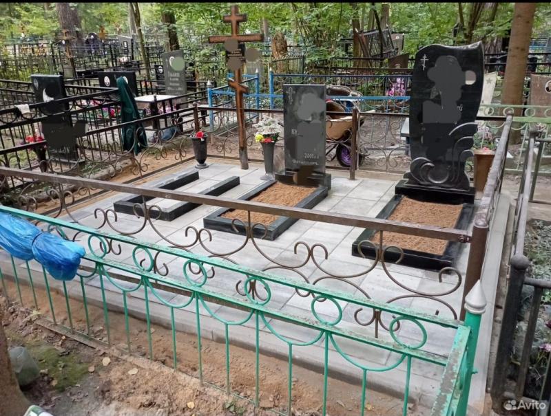Благоустройство могил. Плитка покраска