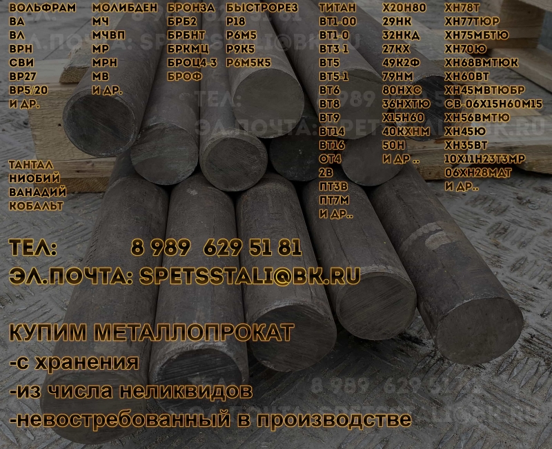 Купим хн78т, 29нк, 32нкд, 36нхтю, 27кх, хн35вт, х20н80, титан, вольфрам, молибде