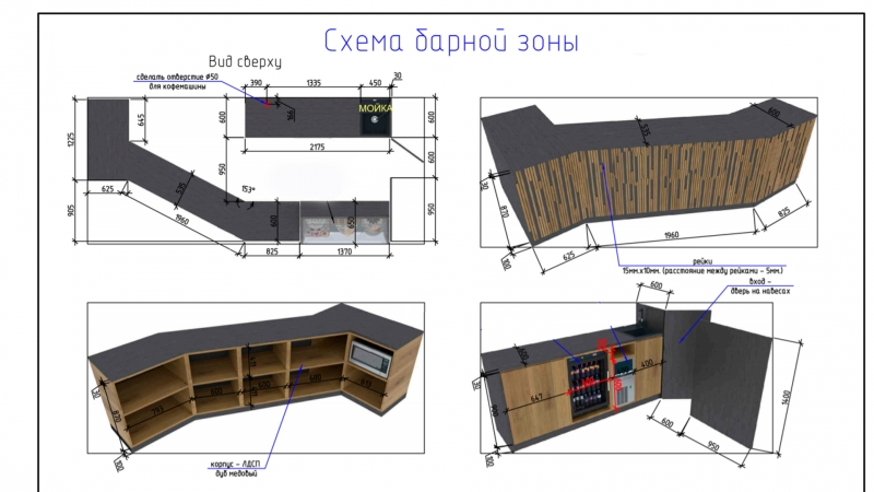 Барная стойка для кафе, ресторана