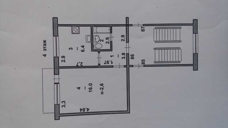 1-к квартира, 29 м2, 4/5 эт.