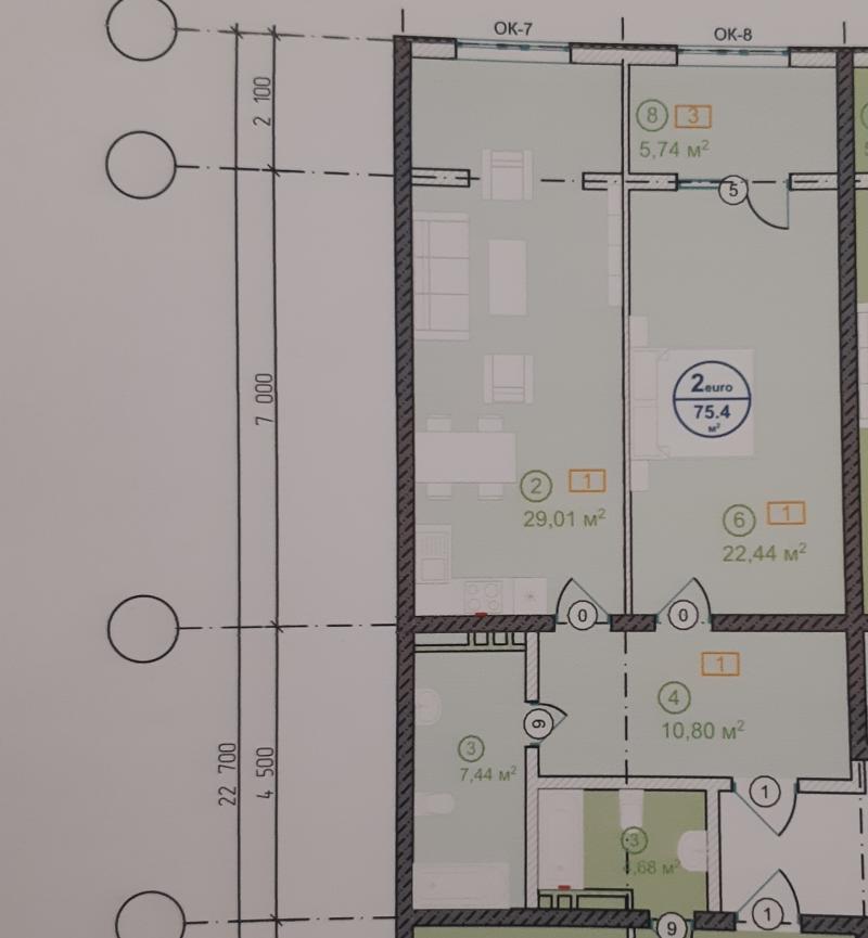2-к квартира, 75 м2, 2/15 эт.