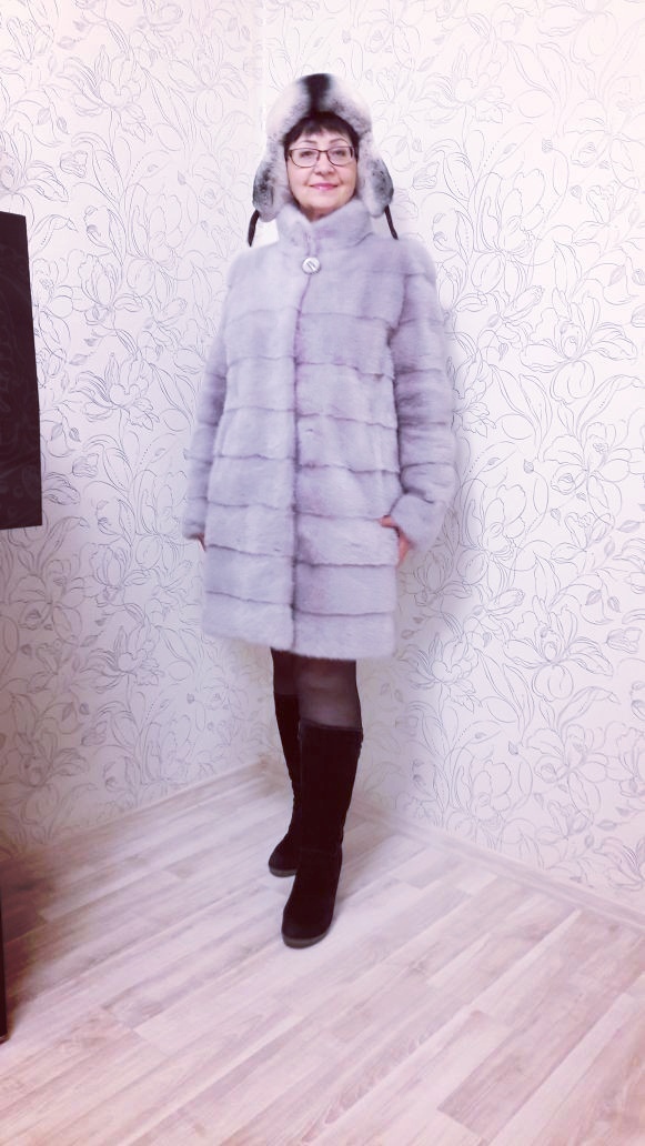 шуба норка голубая