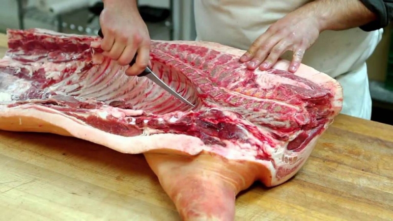 Мясо свинины разделаное.